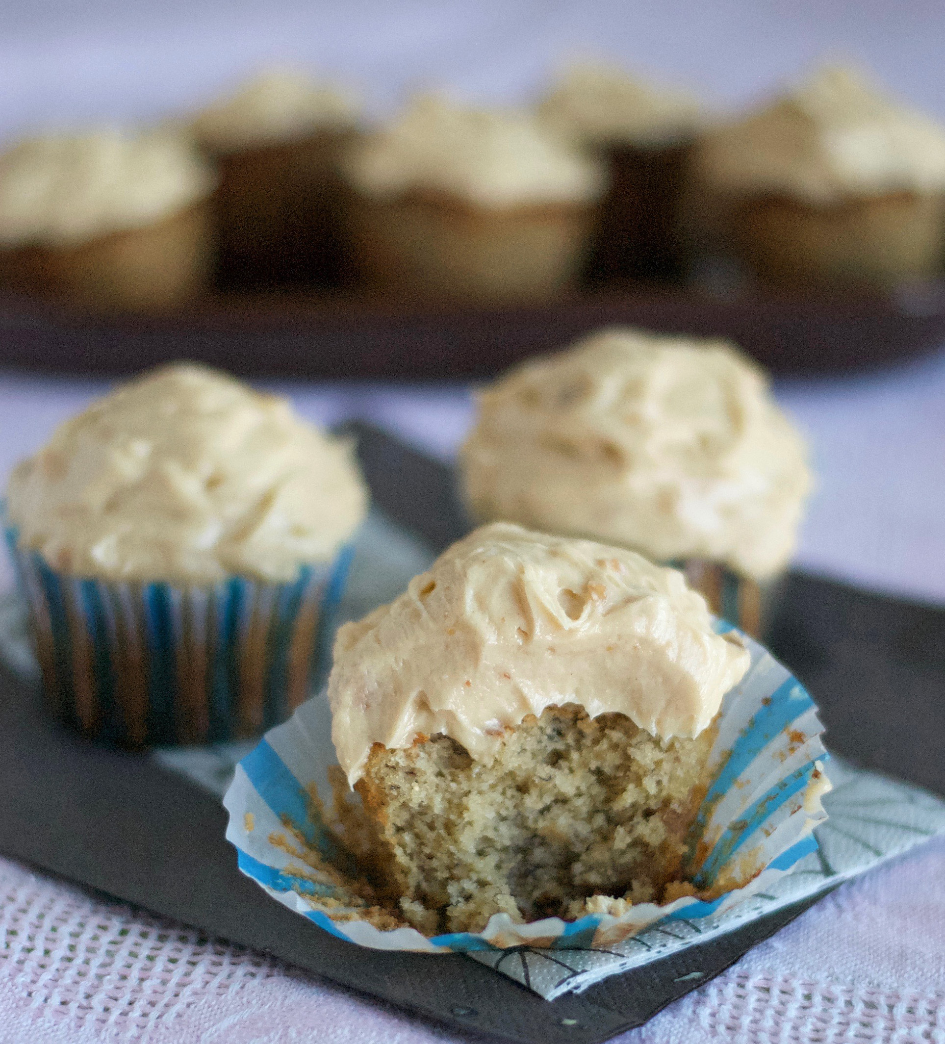 Banana Cupcake with Peanut Butter Frosting Gluten Free